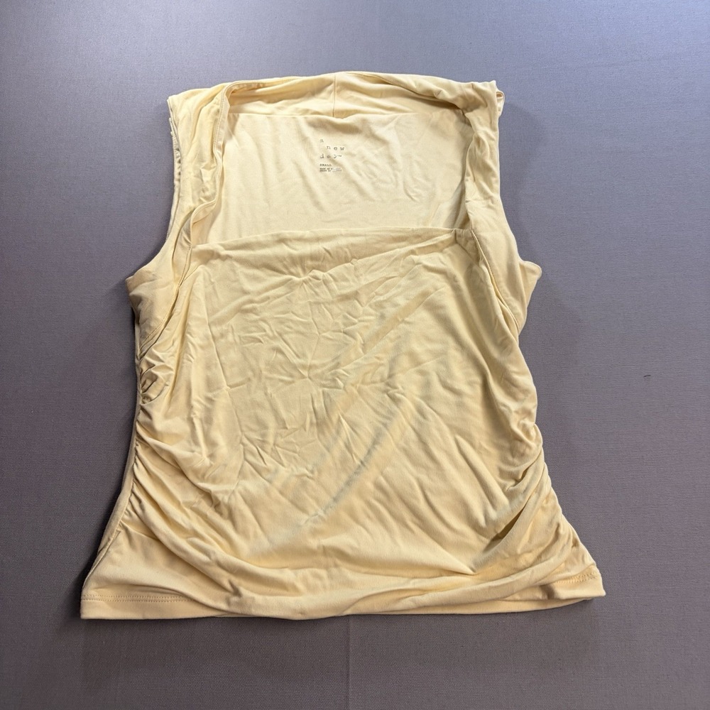 A New Day Womens Small Cream Ruched Draped Sleeveless Blouse Stretch Tank Top